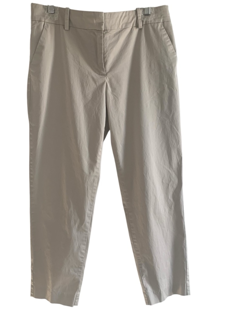 Jacob Fitted Tapered Pants Cotton Cropped Ankle Barrel Spring Summer Beige 12 - Picture 2 of 14